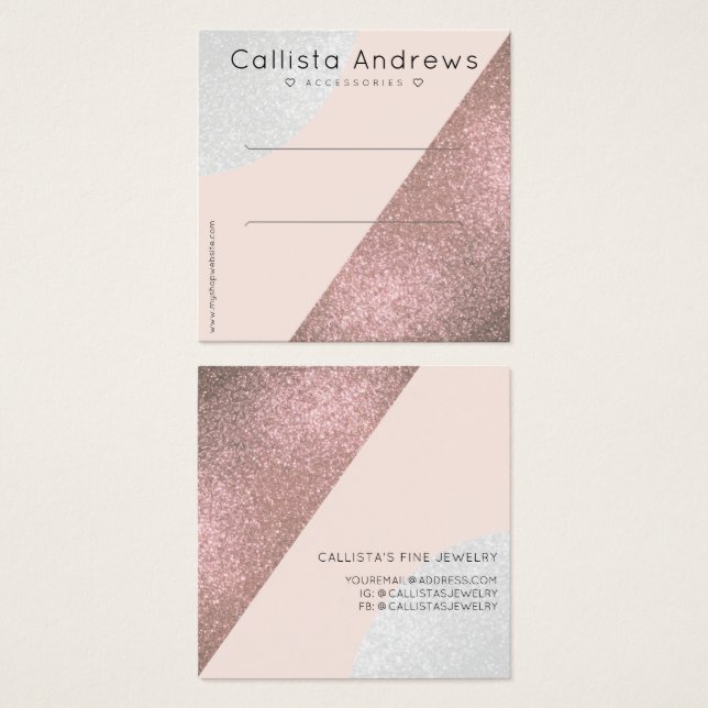 Rosa Tela de clipe de cabelo Dourado brilhante Geo (Frente & Verso)