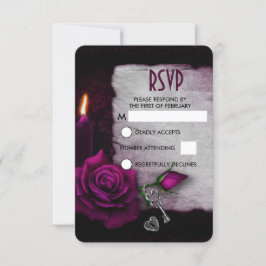 Rosa, Vela e RSVP de Casamento de Pergaminho