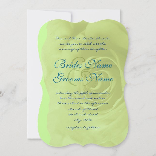Rosa Verde Convite para Casamento ou Alterar Cor (Verso)