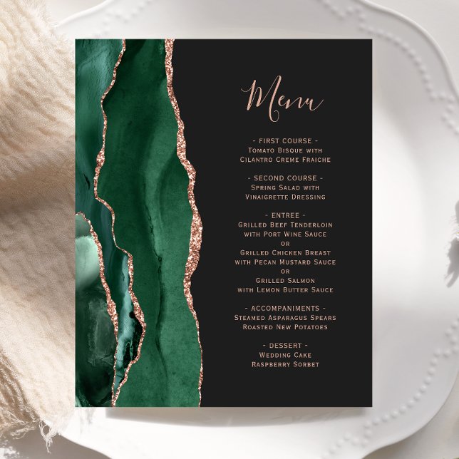 Rosa Verde Emerald Dourado Agate Casamento Escuro (Criador carregado)