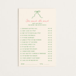 Rosa Verde manuscrito Ela disse que ele disse Jogo