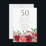 Rosa vermelha 50º Convite de aniversário<br><div class="desc">Rosa vermelha 50ª coleção Correspondente de Convites de aniversário na loja Niche e Nest.</div>