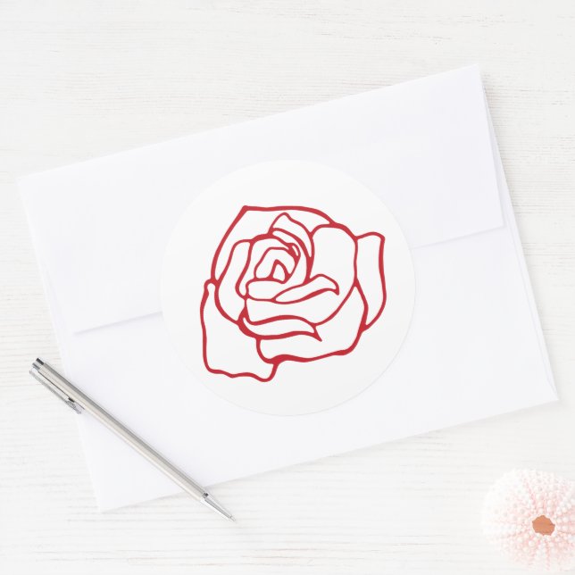 Rosa vermelha com adesivos românticos (Envelope)