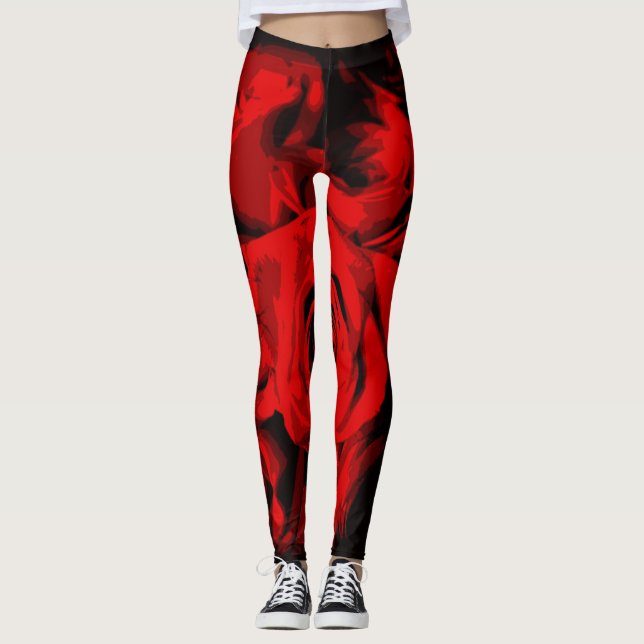 Rosa vermelha com leggings Impressão-all-over pret (Frente)