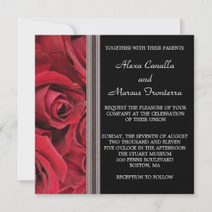 Rosa vermelha Convite de Casamento com Destaques d