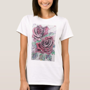 Rosa vermelha D Camisa De Pintura De Tinta D De Á