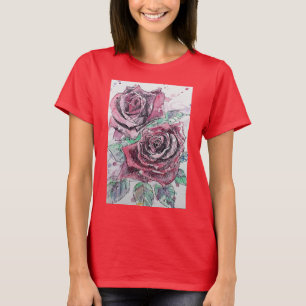 Rosa vermelha D Camisa De Pintura De Tinta D De Ág