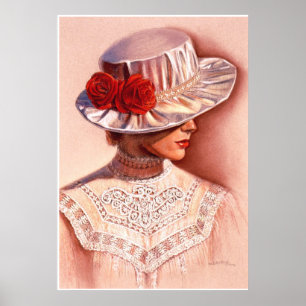 Rosa vermelha de arte elegante de Poster vitoriana
