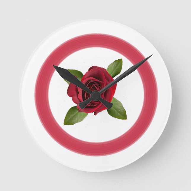 Rosa vermelha do relógio de parede acrílico (Frente)