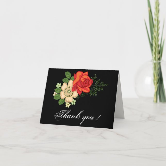 Rosa vermelha e Cartões de agradecimentos das marg (Frente)