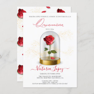 Rosa vermelha Elegante de Quinceañera no Convite E