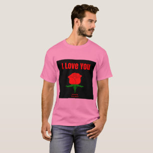 Rosa vermelha Eu Amo a Camisa T Rosa Masculina