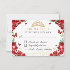 Rosa vermelha Floral Quinceañera Butterflies RSVP 