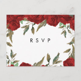 rosa vermelha florals boho casamento rsvp cartão p
