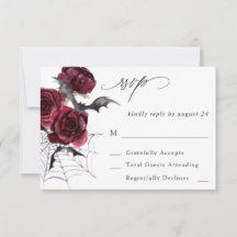 Rosa vermelha Halloween Bats no Meal RSVP