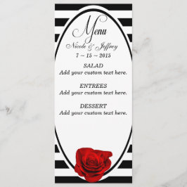 Rosa vermelha no Menu de Casamento de Stripes Pret