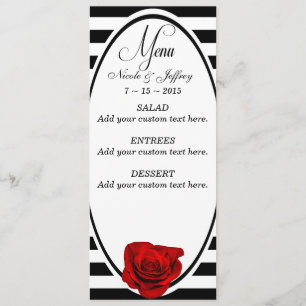 Rosa vermelha no Menu de Casamento de Stripes Pret