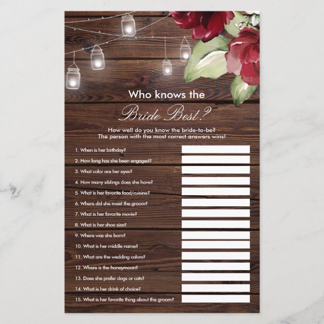 Rosa vermelha Que Conhece O Melhor Jogo Da Noiva (Frente)