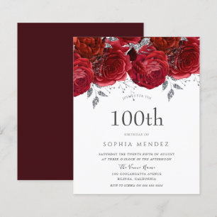 Rosa vermelha Romântica Silver 100º Convite de Ani