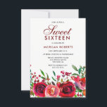 Rosa vermelha Ruby Sweet 16 Convite<br><div class="desc">Rosa vermelha Ruby Sweet 16 Invitation Matching na loja Niche e Nest.</div>
