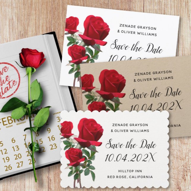 Rosa vermelha Salve o Anúncio do Casamento de Data (Criador carregado)