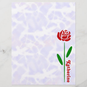 Rosa Vermelha Única Folhas de Caule Verde Personal