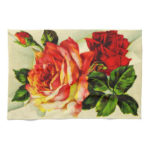 Rosa vermelha Vintage - Letra Kitchen Toalha