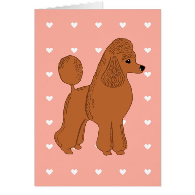 Rosa vermelho do pêssego da caniche com cartão dos (Frente)