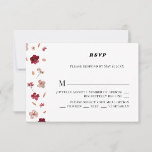 Rosa Vermelho e Creme Presos, RSVP de Casamento Fl