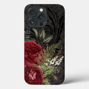 Rosa vermelho e preto inspirado no gótico