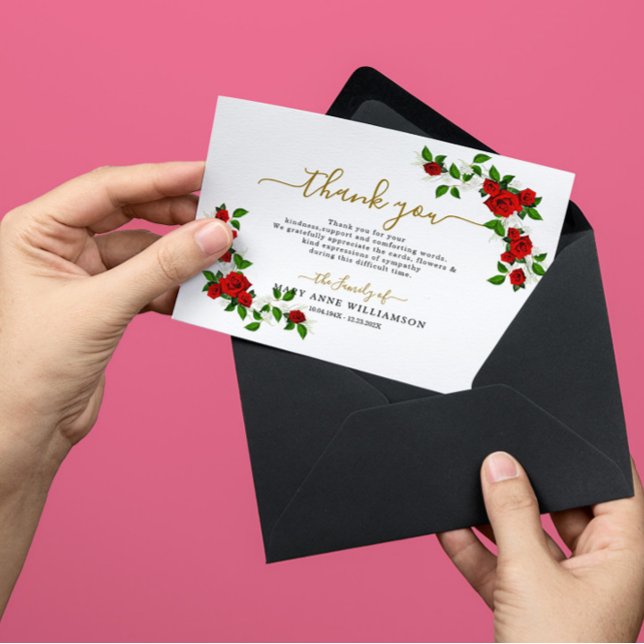 Rosa Vermelho Turco Cartões de agradecimentos Fune (Criador carregado)