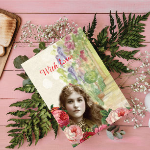 Rosa vitoriano de couve com cartão de saudação flo