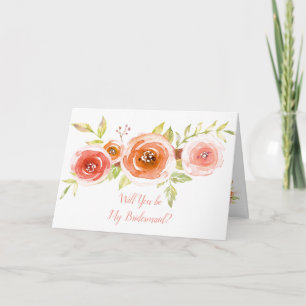 Rosa Watercolor Você Será Minha Porta-Voz? Cartão