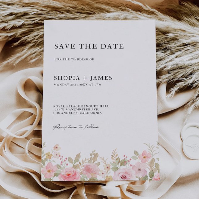 Rosa Wedding Salvar a Data Convite (Rose Wedding Save the Date Invitation)