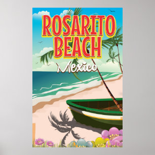 Rosarito Beach poster de viagens mexicano