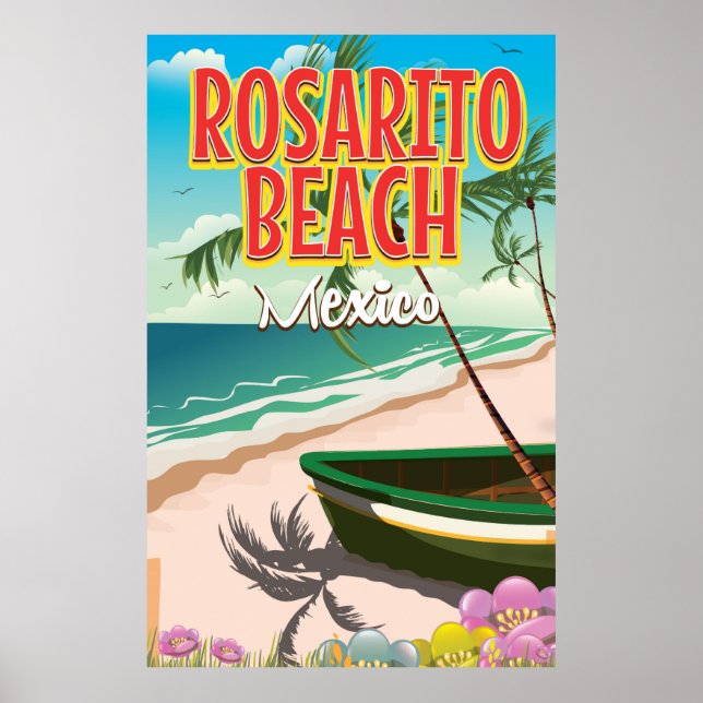 Rosarito Beach poster de viagens mexicano (Frente)