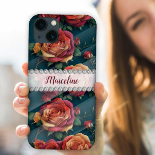 Rosas 3D multicolores, moldura de diamante persona