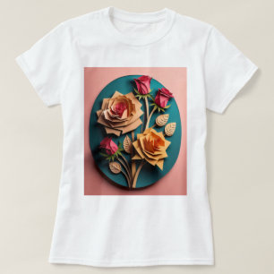 Rosas 3D Paper Art Design T-shirt