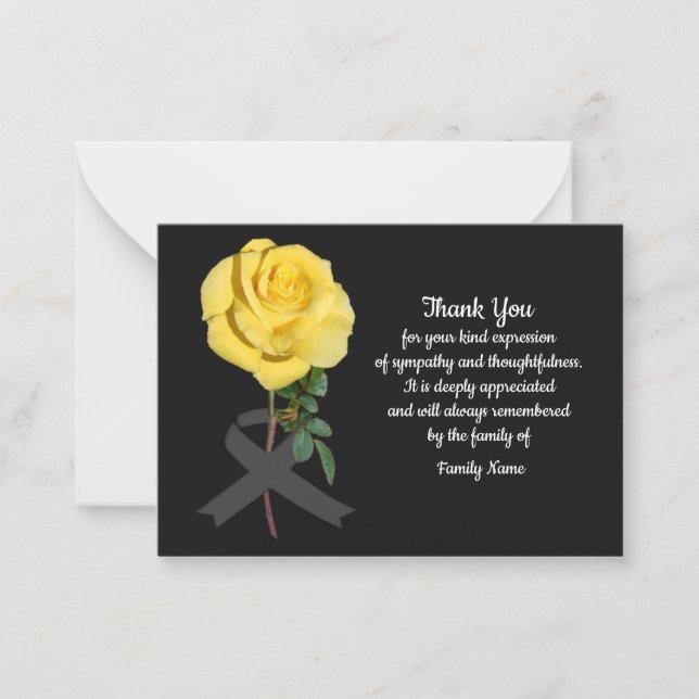 Rosas Amarelas Após O Funeral Obrigado Cartões (Frente)