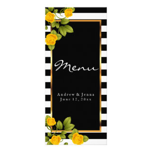 Rosas Amarelas nas faixas Pretas e Brancas - Menu