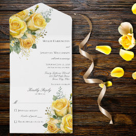 Rosas Amarelas Todas em Um Convite de casamento