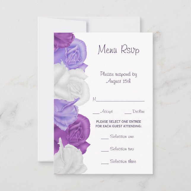Rosas Antigas Elegantes Menu de Casamento RSVP (Frente)