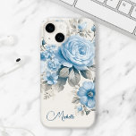 Rosas Azuis de Pastel Personalizados Artísticos<br><div class="desc">Personalize esta adorável design com seu nome ou monograma. Apresenta rosas azuis poeirentos claros,  flores silvestres e flores de hydrangea com folhagem pastel leve sobre fundo de casca de ovo.</div>