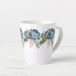 Rosas azuis e caneca de latão interina com íris