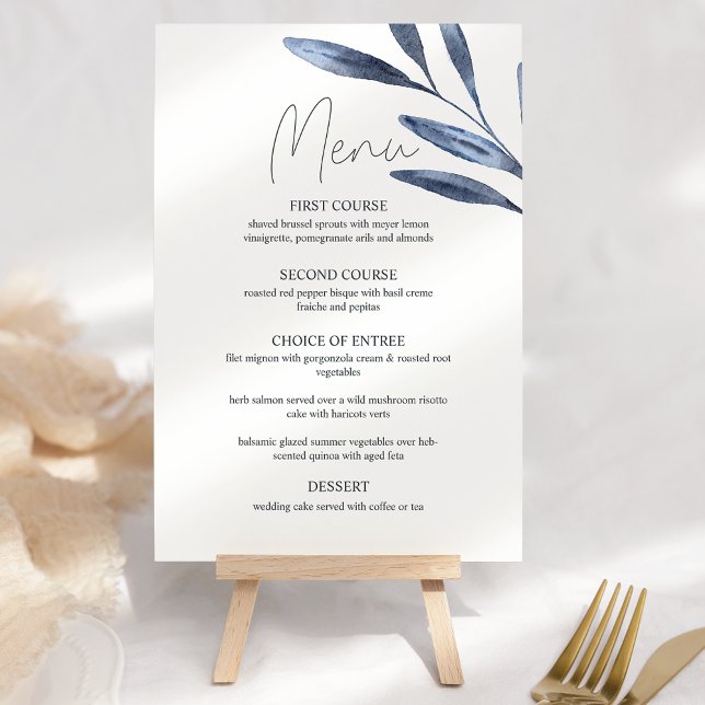 Rosas Azuis Empoeiradas Flores Menu de Casamento B (Criador carregado)