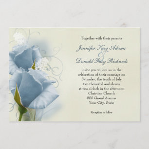 Rosas azuis românticos que Wedding o convite