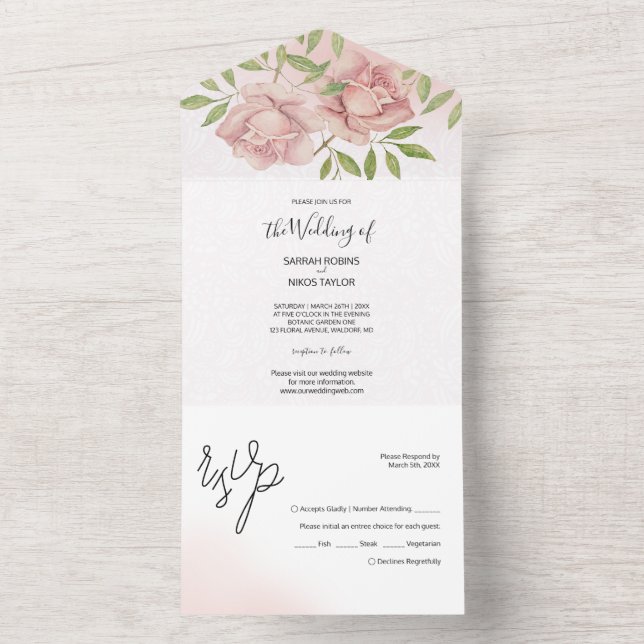 Rosas Boho Blush Aquarela Pintado à Mão (Interno)