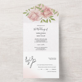 Rosas Boho Blush Aquarela Pintado à Mão