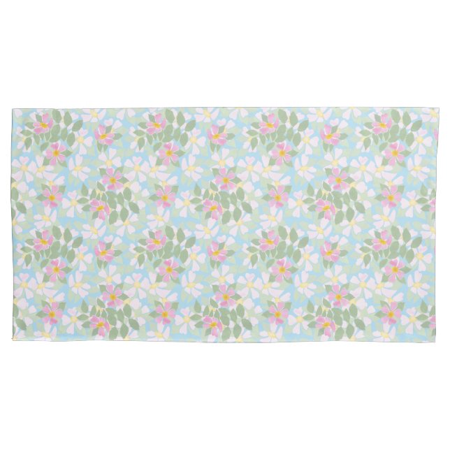 Rosas bonito de Cachorro Rosa e Branco no Azul-Céu (Frente-Esquerda)