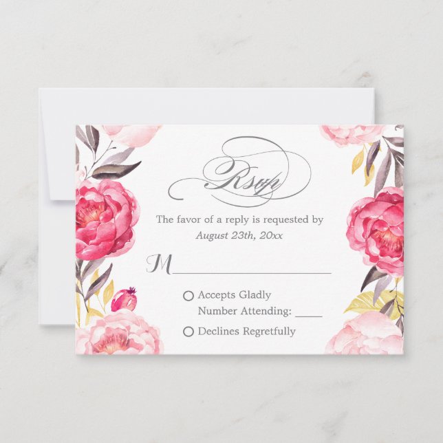 Rosas Botânicos Românticos Swash Floral RSVP (Frente)
